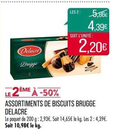 assortiment de biscuits brugge delacre le 2ème à -50%