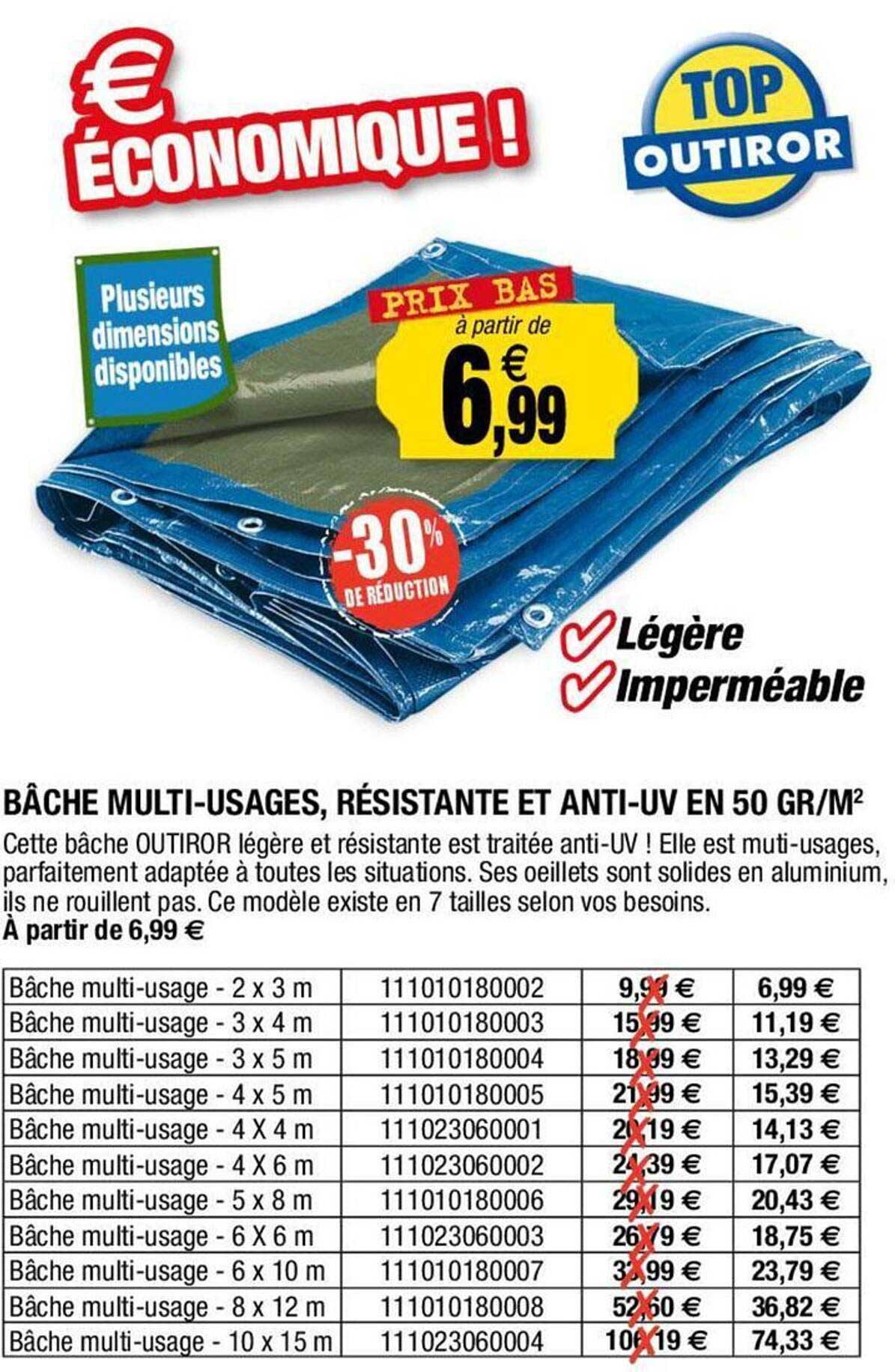 bâche multi-usages résistante et anti-uv en 50 gr/m2