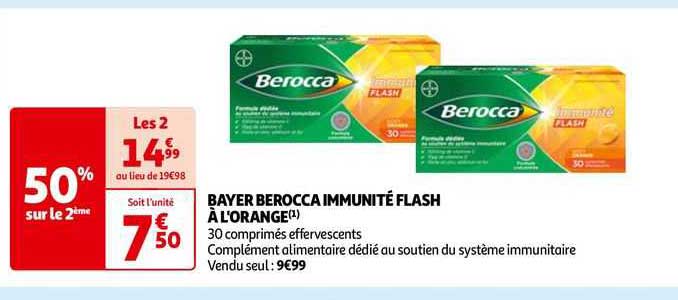 bayer berocca immunité flash à l'orange