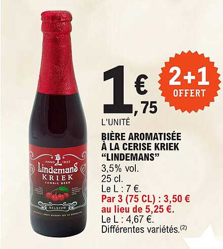 bière aromatisée à la cerise kriek "lindemans"