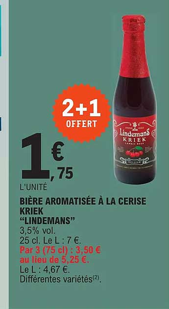 bière aromatisée à la cerise kriek "lindemans"