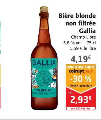 bière blonde non filtrée gallia