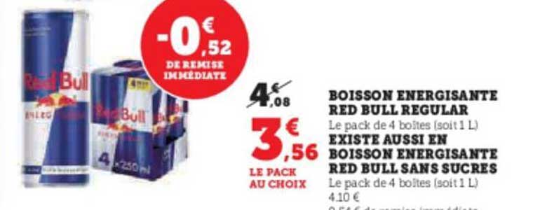 boisson énergisante red bull régular existe aussi en boisson énergisante red bull sans sucres