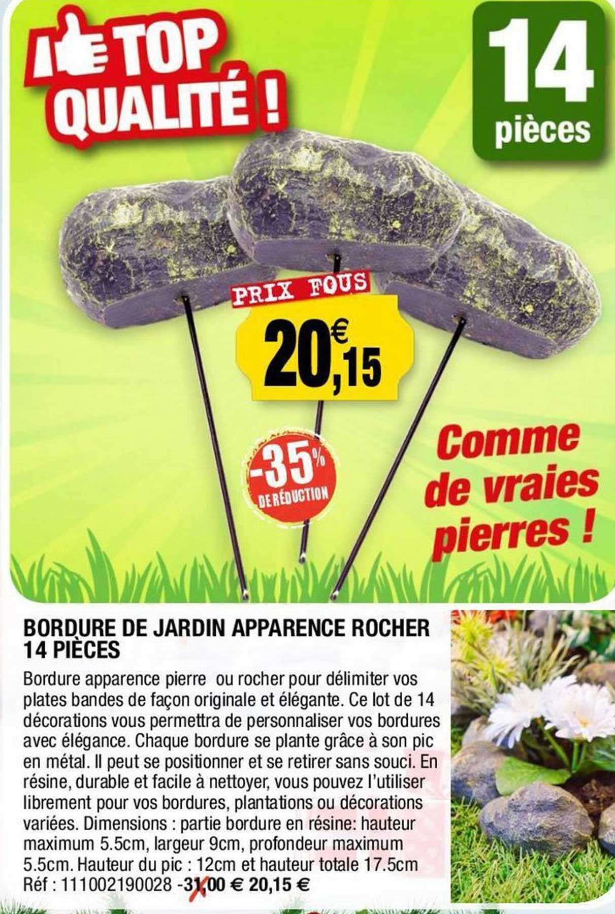 bordure de  jardin apparence rocher 14 pièces