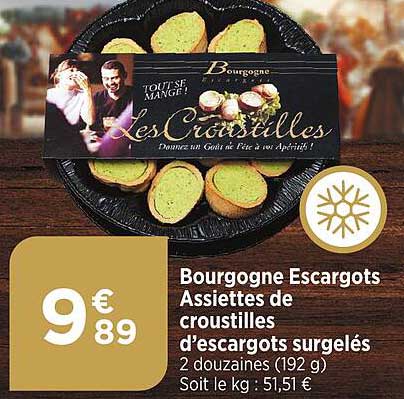 bourgogne escargots assiettes de croustilles d'escargots surgelés