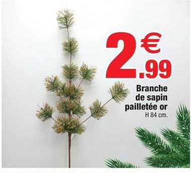 branche de sapin pailletée or