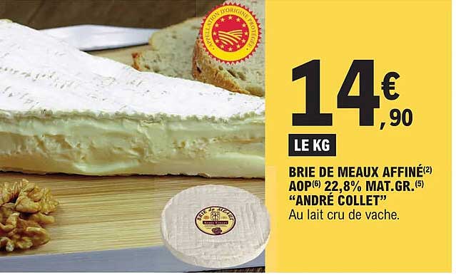 brie de meaux affiné aop 22,8% mat.gr. "andré collet"
