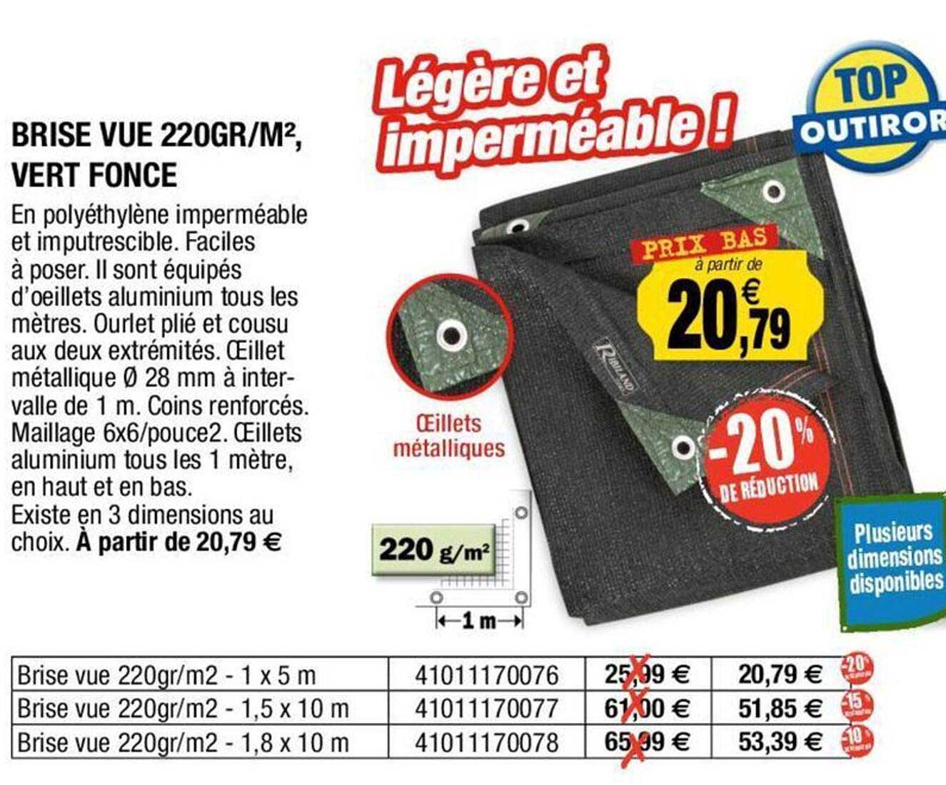 brise vue 220gr/m², vert foncé