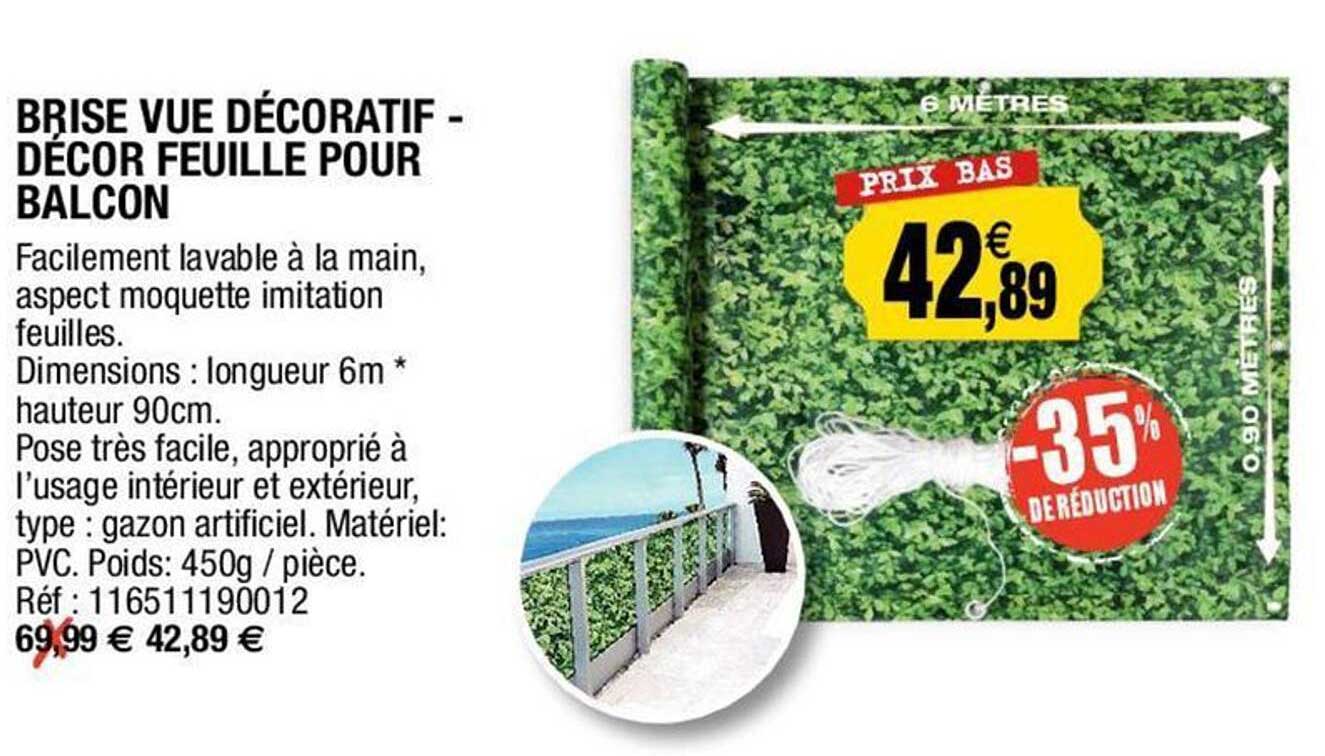 Brise Vue Décoratif - Décor Feuille Pour Balcon