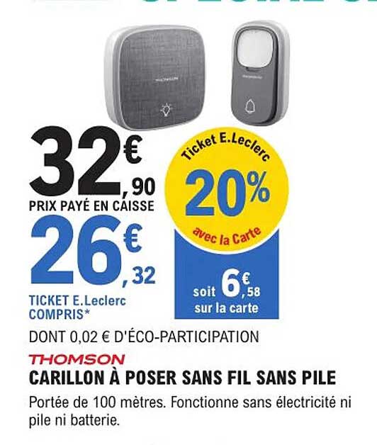 carillon à poser sans fil sans pile thomson