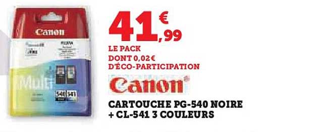 cartouche pg-540 noire + cl-541 3 couleurs canon