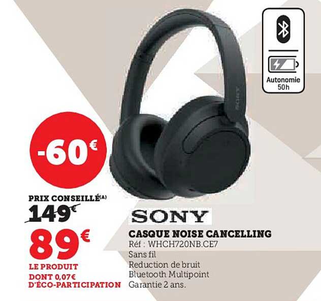 casque noise cancelling sony
