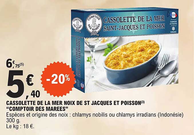 cassolette de la mer noix de st jacques et poisson "comptoir des marées"