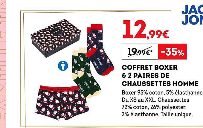 coffret boxer & 2 paires de chaussettes homme jack & jones