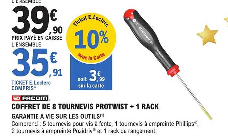 coffret de 8 tournevis protwist + 1 rack facom