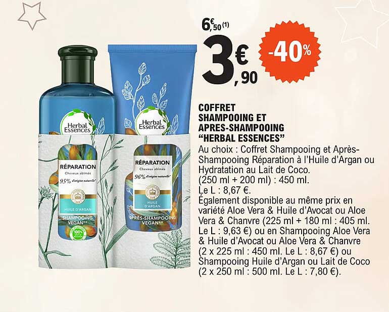 coffret shampooing et après-shampooing "herbal essences"