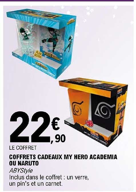 coffrets cadeaux my héro academia ou naruto