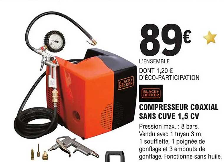 compresseur coaxial sans cuve 1,5 cv black + decker