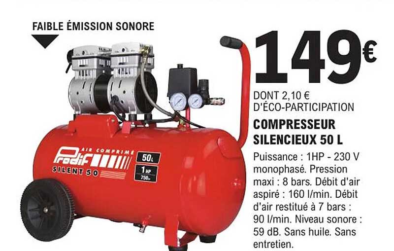 compresseur silencieux 50 l prodif