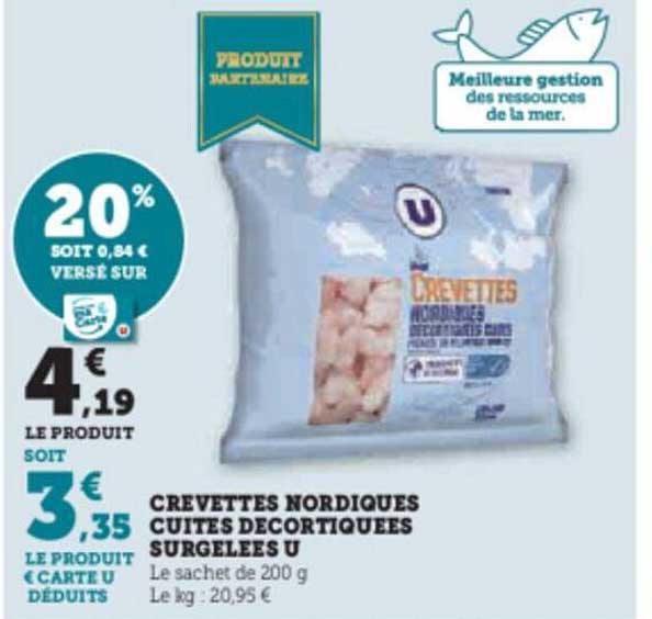 Crevettes Nordiques Cuites Décortiquées Surgelées U