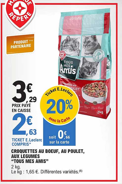 croquettes au bœuf, au poulet, aux légumes "tous mes amis"