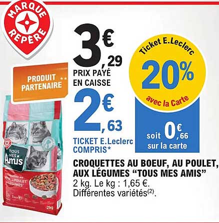 croquettes au bœuf, au poulet, aux légumes "tous mes amis"