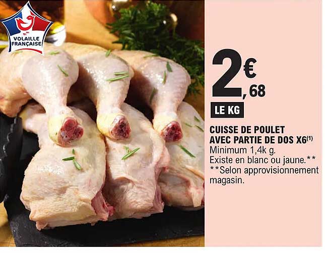 cuisse de poulet avec partie de dos x 6
