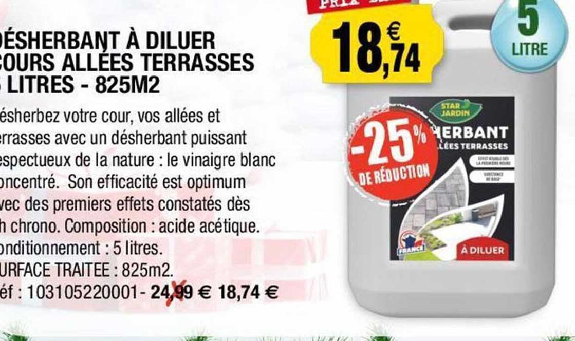 désherbant à diluer cours allées terrasses