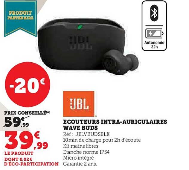 écouteurs intra-auriculaires wave buds jbl