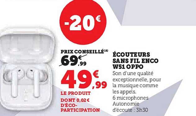 écouteurs sans fil enco w51 oppo
