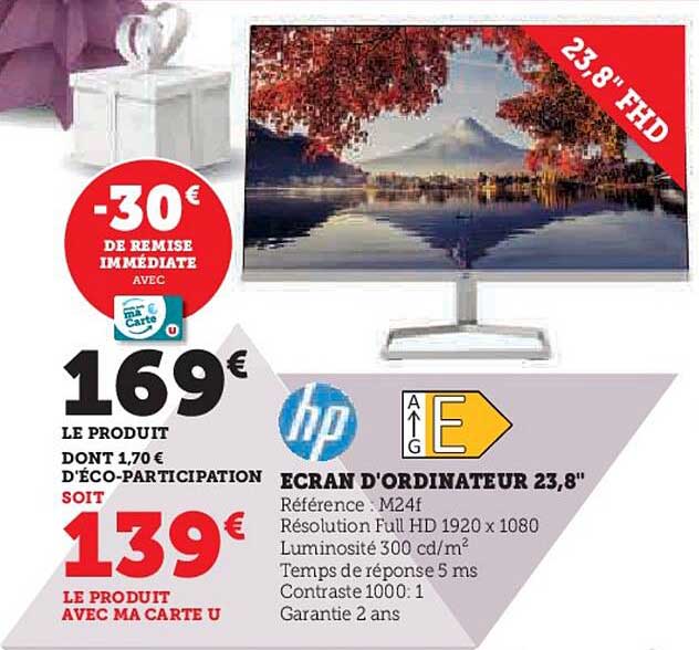 écran d'ordinateur 23,8" hp
