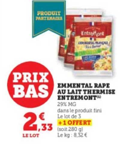 emmental râpé au lait thermisé entre mont