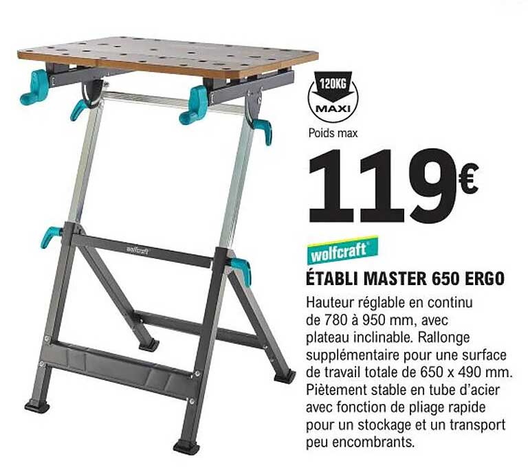 établi master 650 ergo wolfcraft