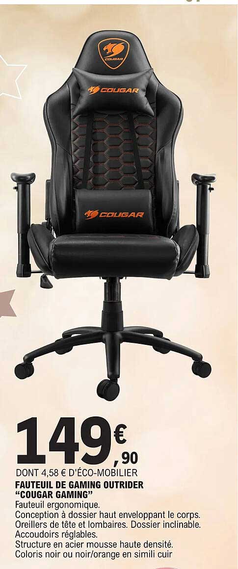 fauteuil de gaming outrider "cougar gaming"