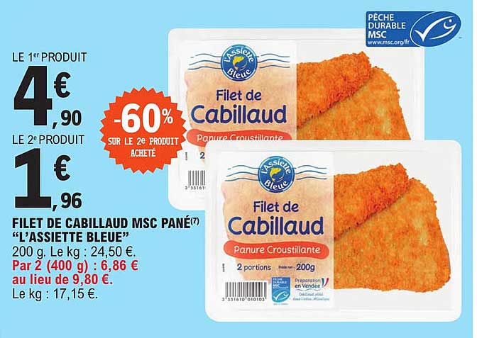 filet de cabillaud msc pané "l'assiette bleue"