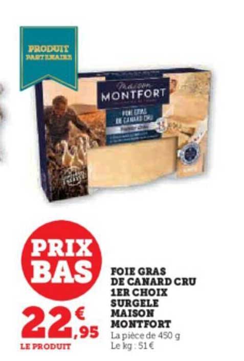 foie gras de canard cru 1er choix surgelé maison montfort