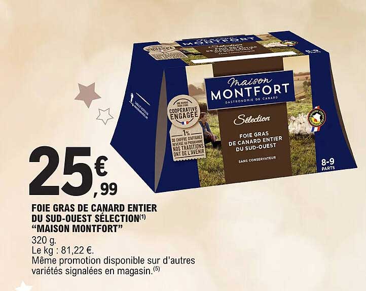 foie gras de canard entier du sud-ouest sélection "maison montfort"