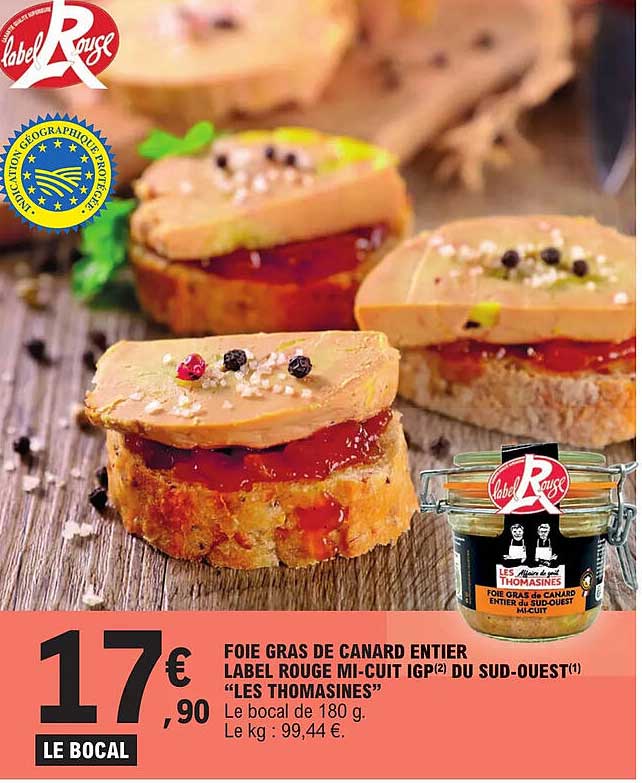 foie gras de canard entier label rouge mi-cuit igp du sud-ouest "les thomasines"