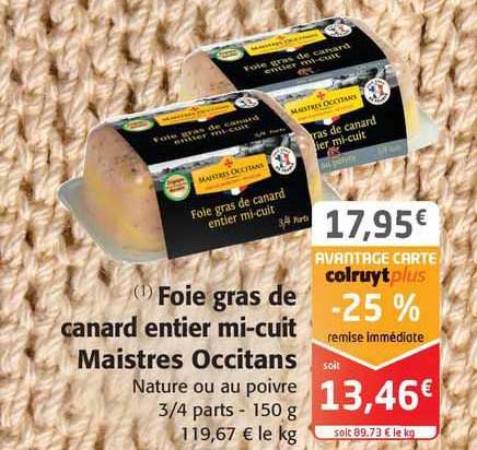 foie gras de canard entier mi-cuit maistres occitans