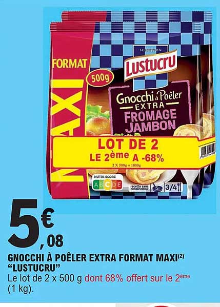 gnocchi à poêler extra format maxi "lustucru"