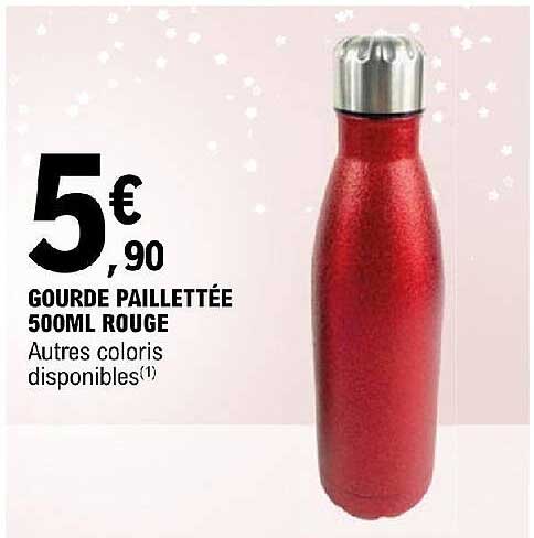 gourde pailletée 500 ml rouge