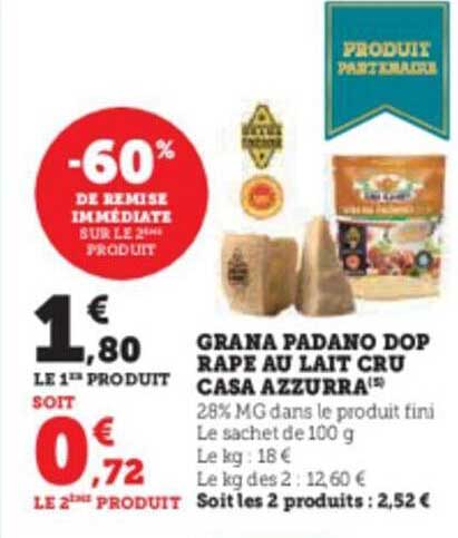 grana padano dop râpé au lait cru casa azzurra