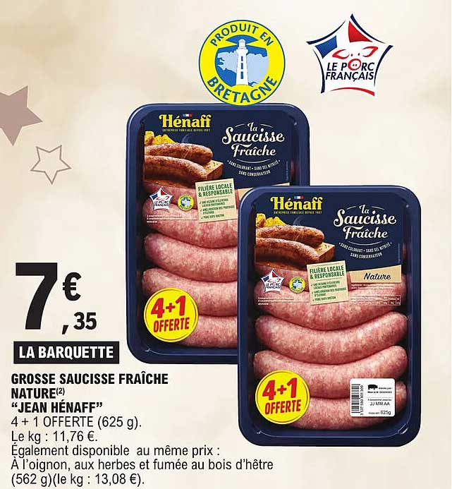 grosse saucisse fraîche nature "jean hénaff"