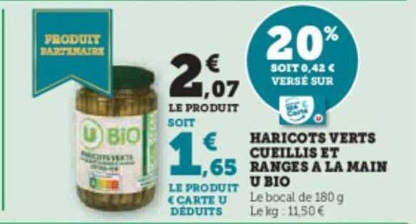 haricots verts cueillis et ranges à la main u bio