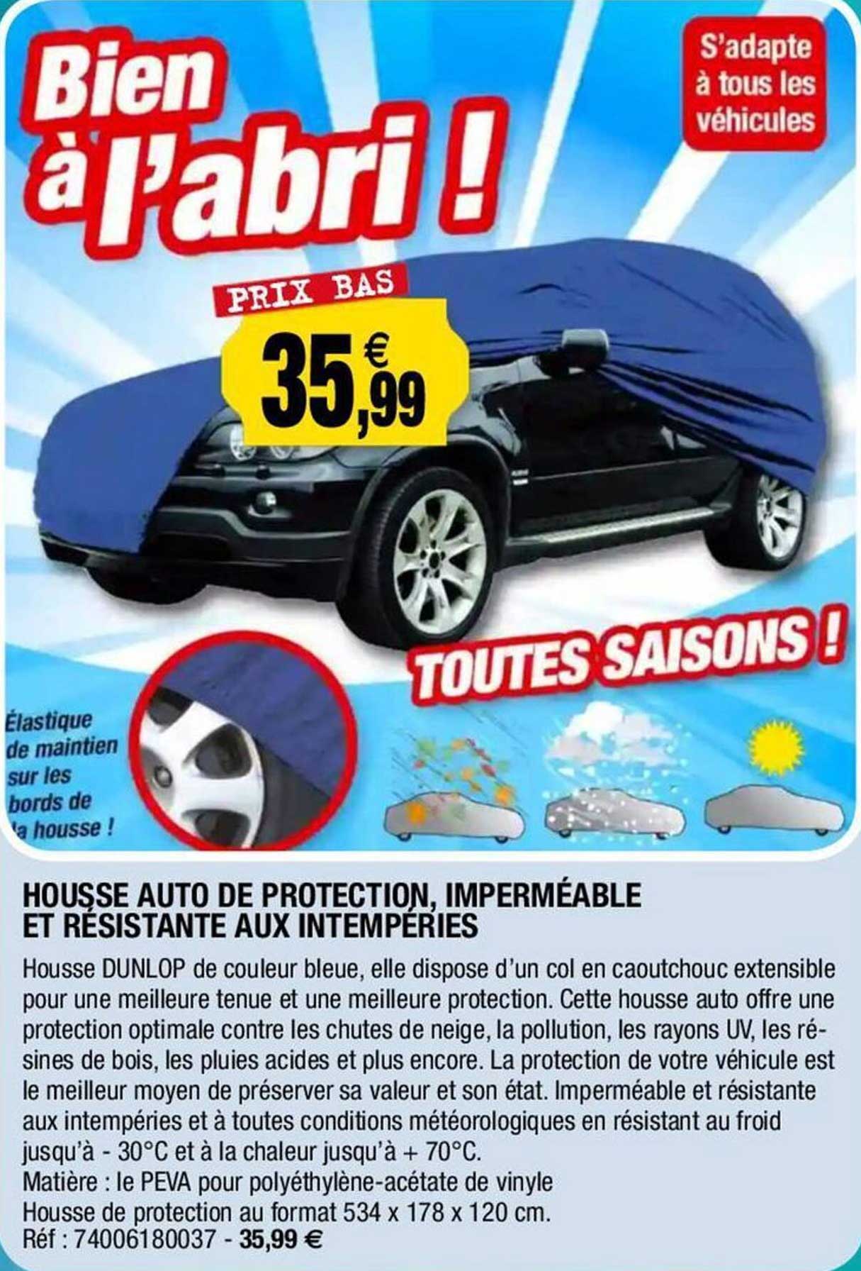 housse auto de protection, imperméable et résistante aux intempéries