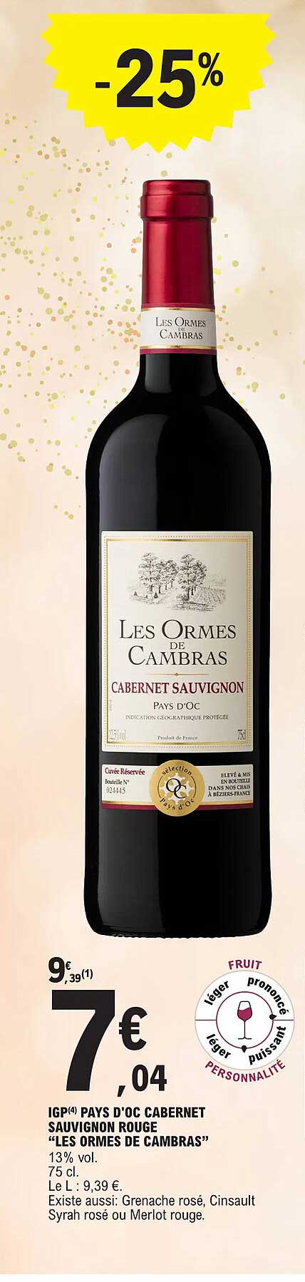 igp pays d'oc cabernet sauvignon rouge "les ormes de cambras"