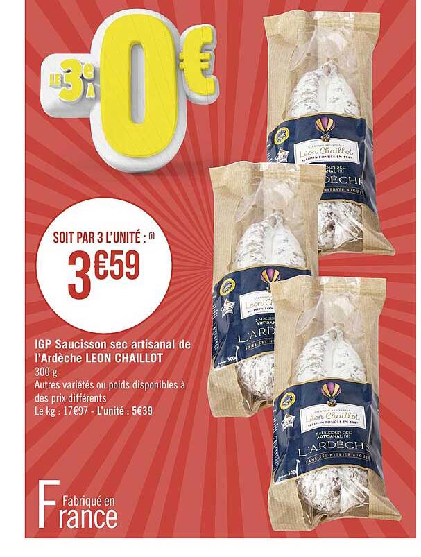 igp saucisson sec artisanal de l'ardèche léon chaillot