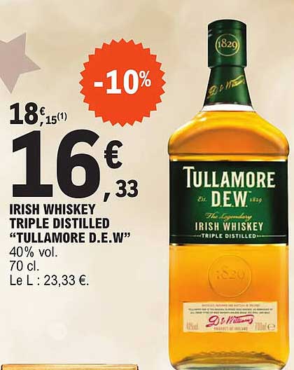 irish whiskey triple distilled "tullamore d.e.w"
