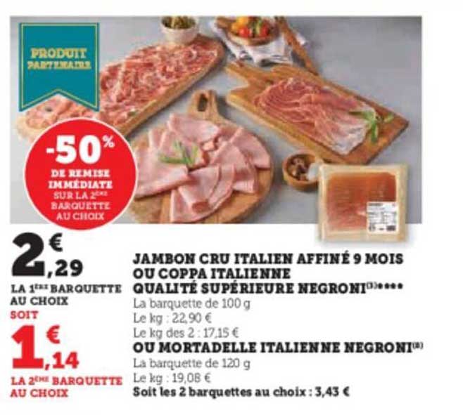 Jambon Cru Italien Affiné 9 Mois Ou Coppa Italienne Qualité Supérieure Negroni Ou Mortadelle Italienne Negroni