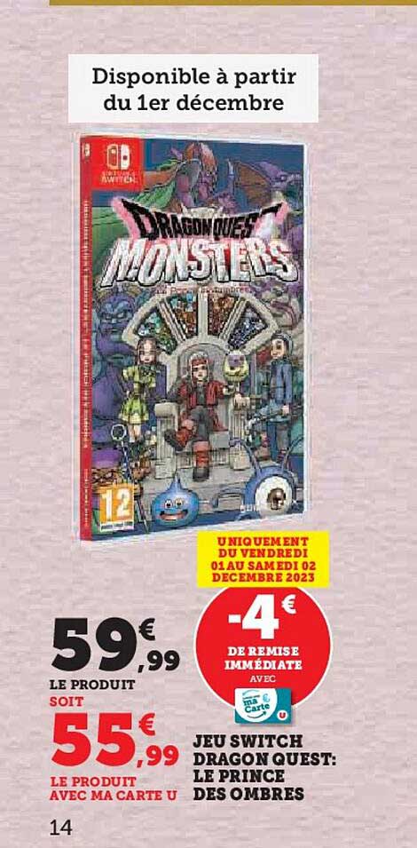 jeu switch dragon quest : le prince des ombres